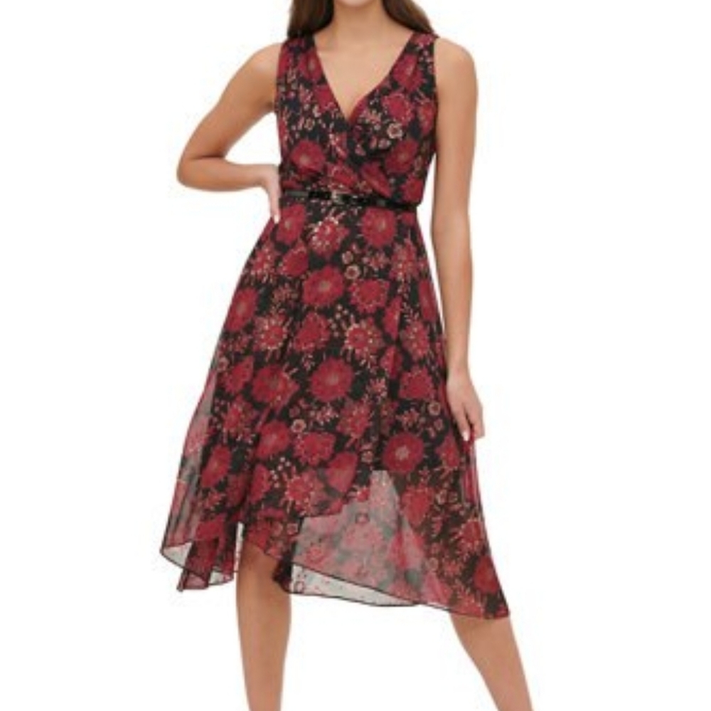 TOMMY HILFIGER Floral Chiffon Midi Dress